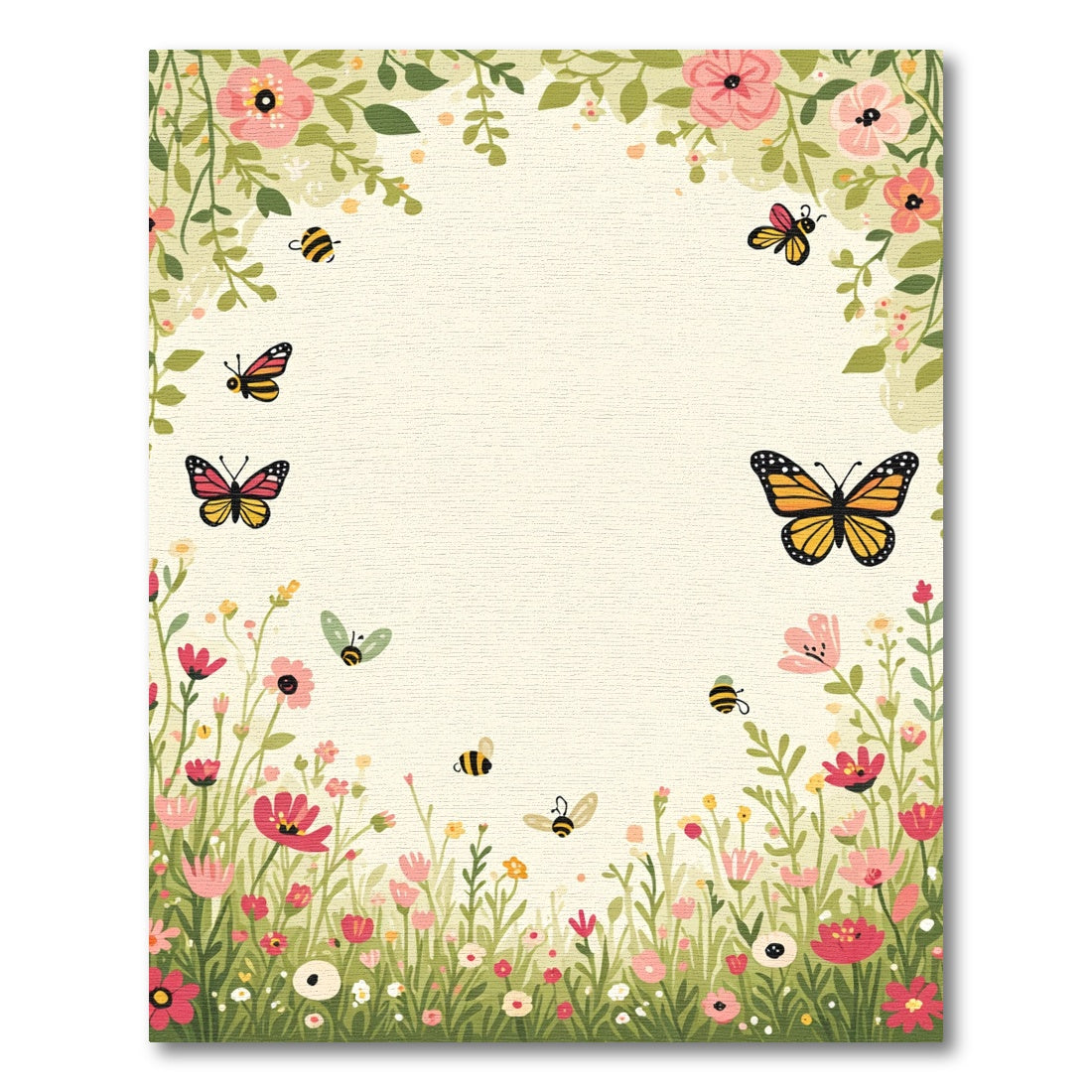 Whimsical Garden Butterflies and Bees Rug