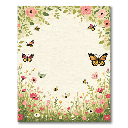 Whimsical Garden Butterflies and Bees Rug