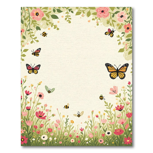 Whimsical Garden Butterflies and Bees Rug