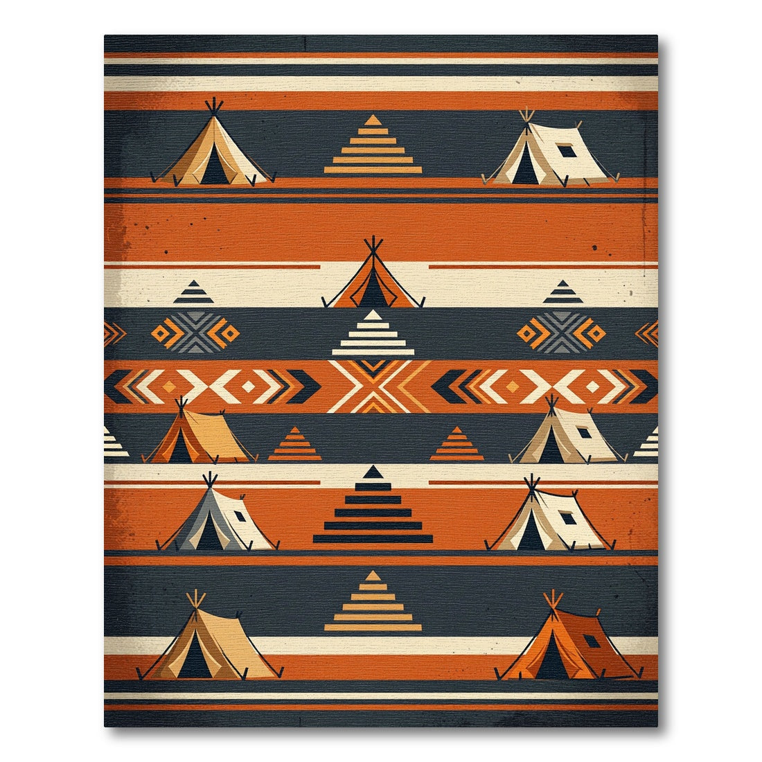 Terracotta Southwestern Teepee Geometric Stripe Rug