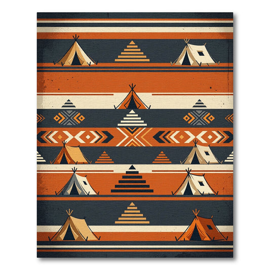 Terracotta Southwestern Teepee Geometric Stripe Rug