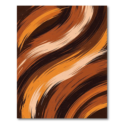 Abstract Earthy Amber Swirling Brushstroke Rug