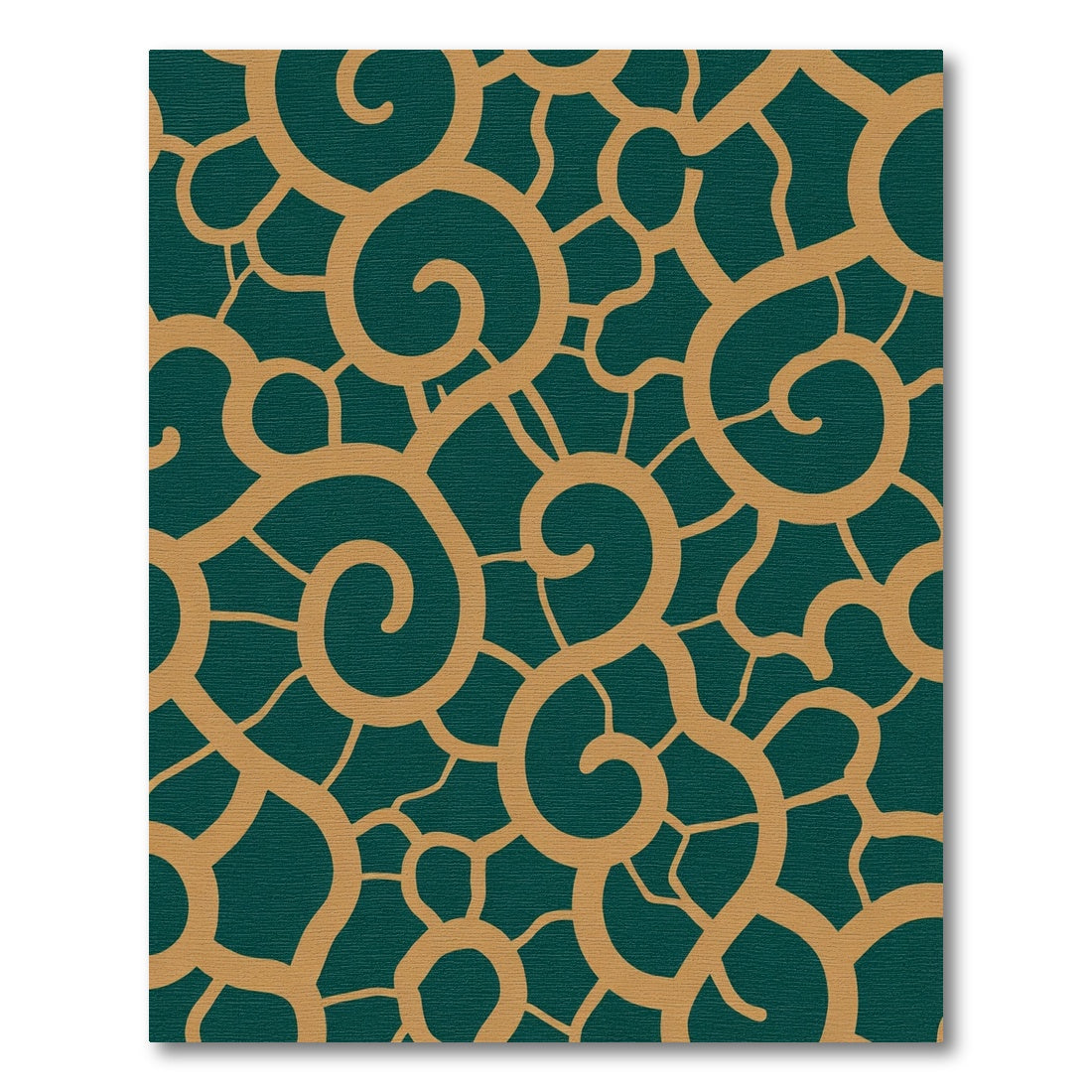 Teal Brown Swirly Abstract Floral Rug