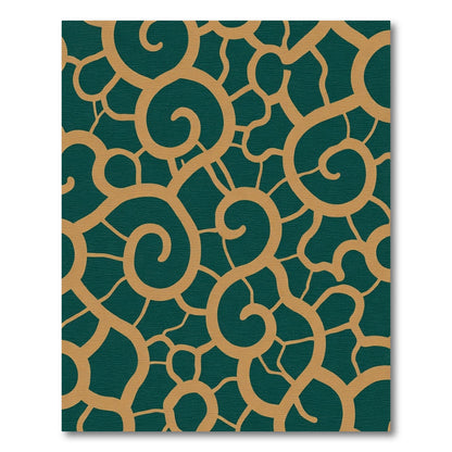 Teal Brown Swirly Abstract Floral Rug