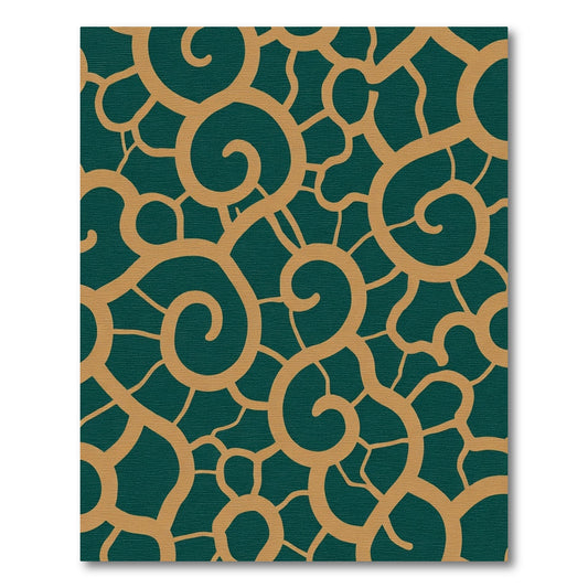 Teal Brown Swirly Abstract Floral Rug
