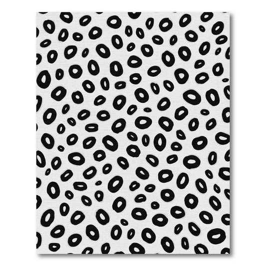 Abstract Black Oval Spot Print Rug