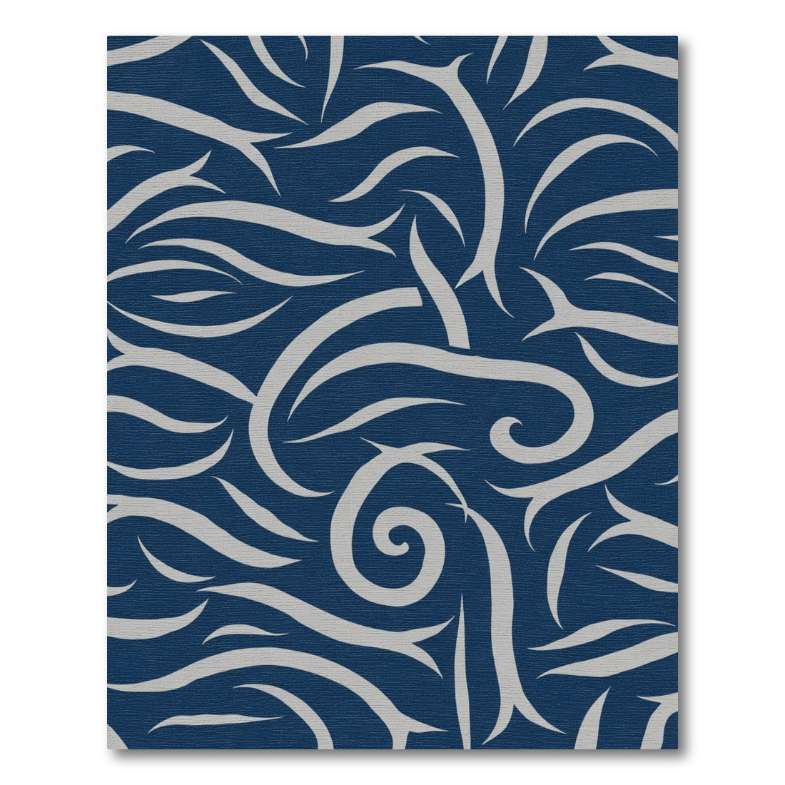 Deep Blue Swirling Organic Lines Rug