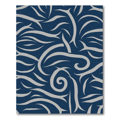 Deep Blue Swirling Organic Lines Rug