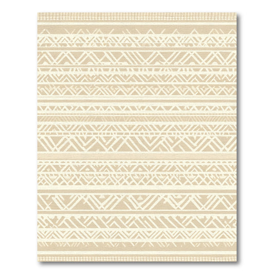 Neutral Geometric Stripe Tribal Rug