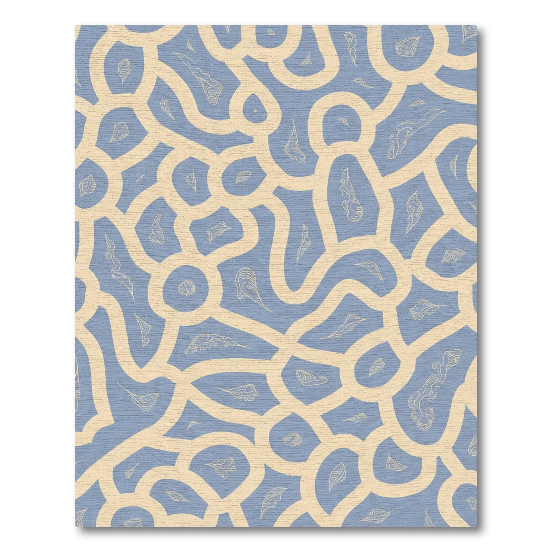 Light Blue Beige Organic Outline Rug