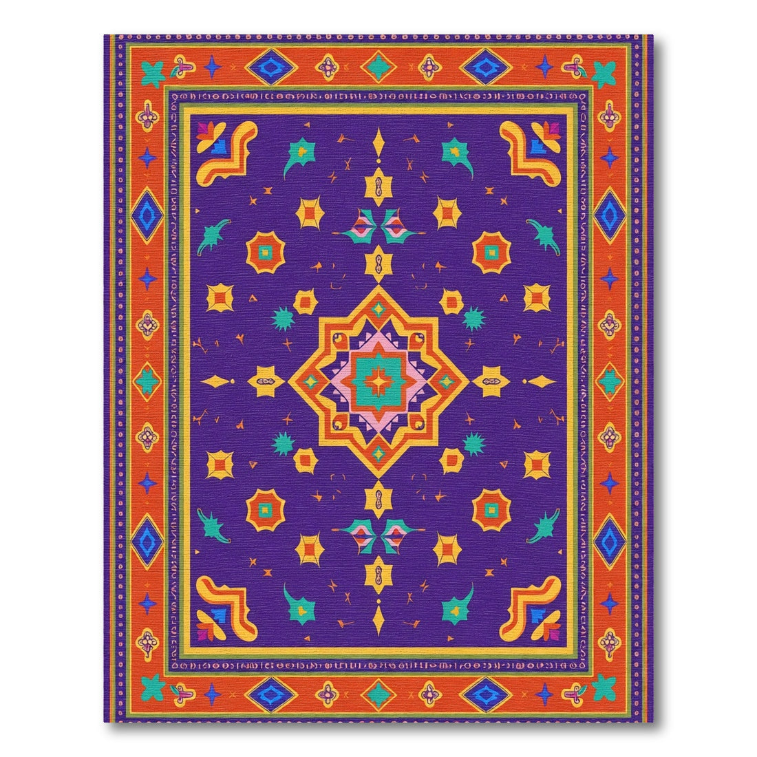 Vibrant Purple Ethnic Geometric Star Rug