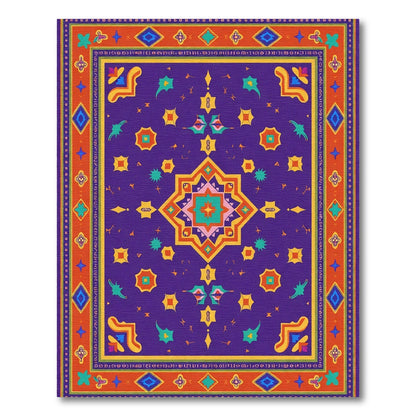 Vibrant Purple Ethnic Geometric Star Rug