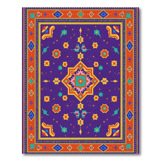 Vibrant Purple Ethnic Geometric Star Rug
