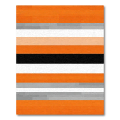 Abstract Orange Black White Stripe Rug