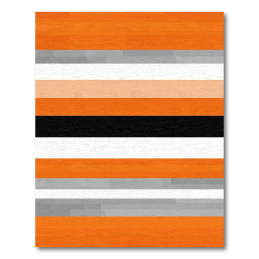 Abstract Orange Black White Stripe Rug