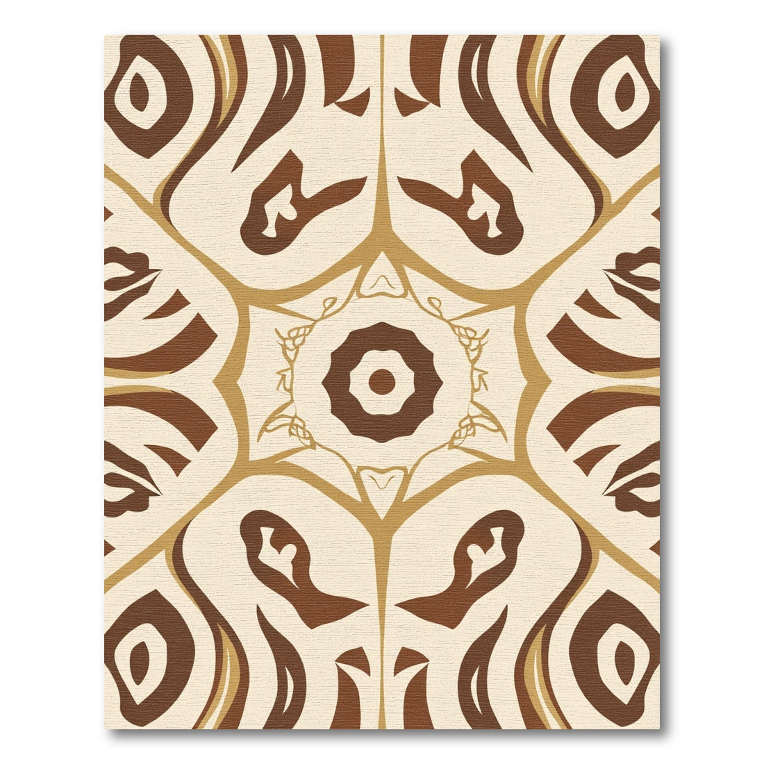 Brown Cream Abstract Starburst Rug