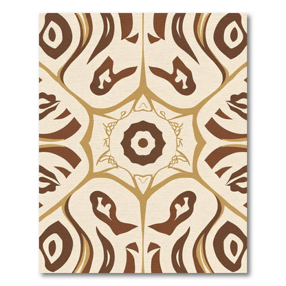 Brown Cream Abstract Starburst Rug