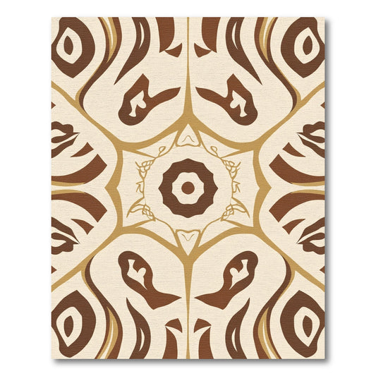 Brown Cream Abstract Starburst Rug