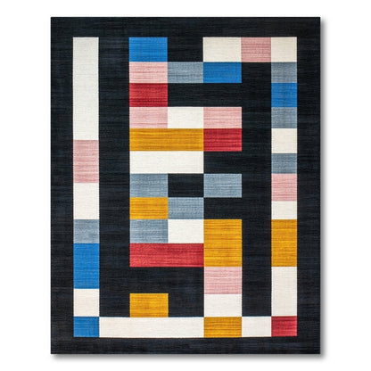 Modern Multicolor Geometric Blocks Rug