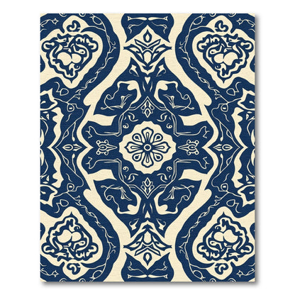Midnight Blue Floral Medallion Symmetry Rug
