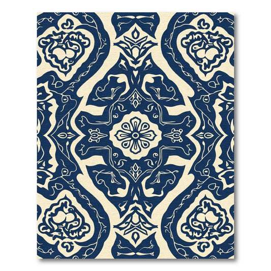 Midnight Blue Floral Medallion Symmetry Rug