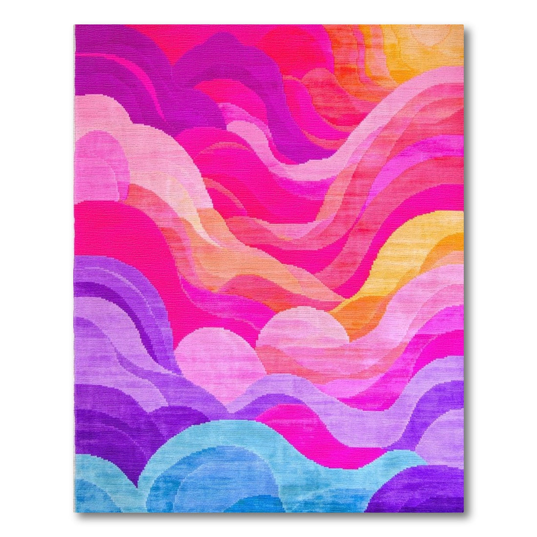 Vibrant Wavy Multicolor Gradient Rug