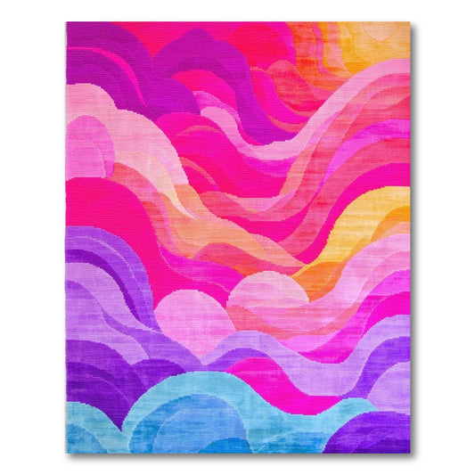Vibrant Wavy Multicolor Gradient Rug
