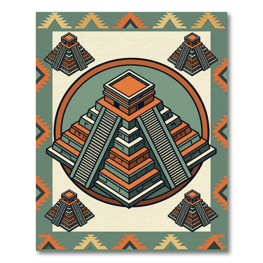 Geometric Southwestern Terracotta Pyramid Rug