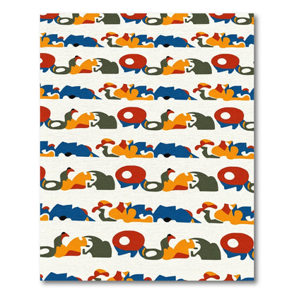 Bold Abstract Figures Red Blue Ochre Rug