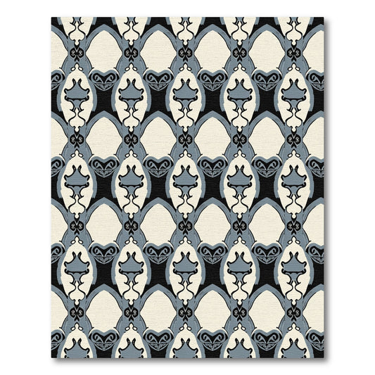 Art Deco Grey Cream Archway Diamonds Rug