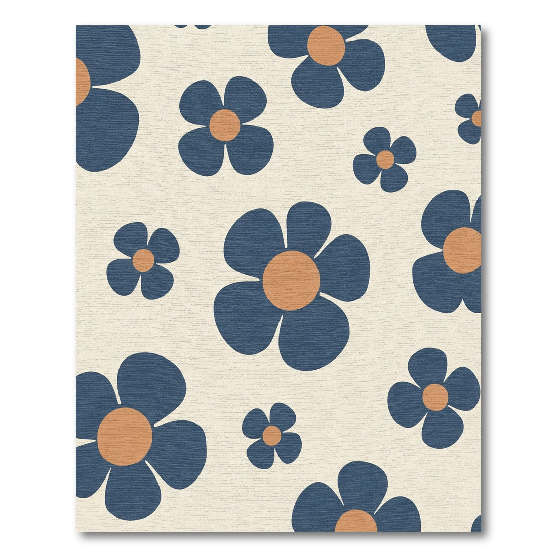 Retro Blue Flower Garden Rug