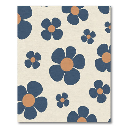 Retro Blue Flower Garden Rug