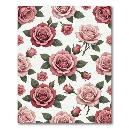 Elegant Dusty Rose Botanical Floral Rug