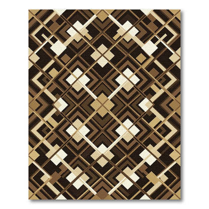 Rich Brown Geometric Art Deco Rug