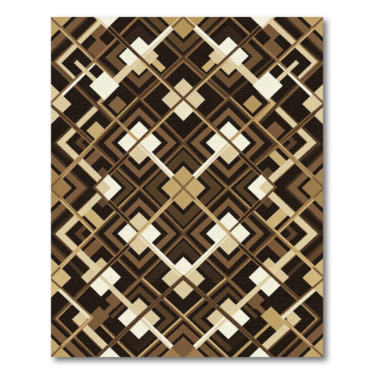Rich Brown Geometric Art Deco Rug
