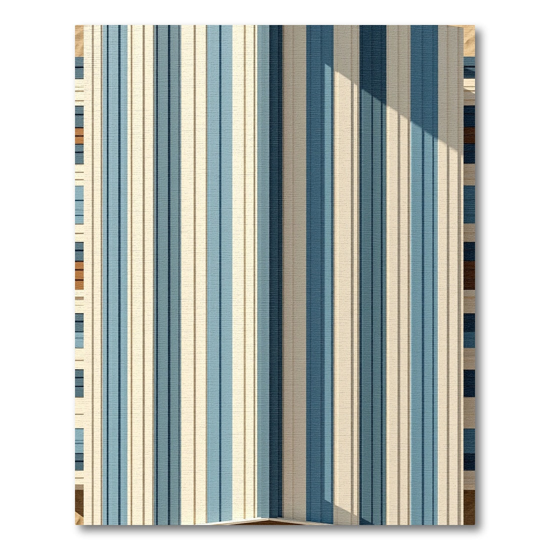 Modern Blue and Beige Linear Stripe Rug