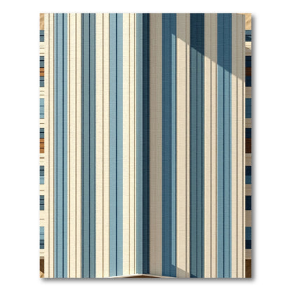 Modern Blue and Beige Linear Stripe Rug