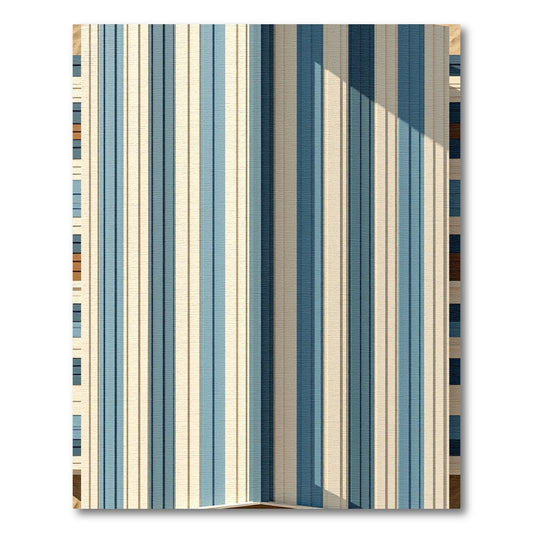 Modern Blue and Beige Linear Stripe Rug