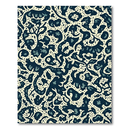 Navy Beige Organic Abstract Collage Rug