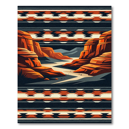 Canyon Sunset Southwestern Geo Landscape Rug