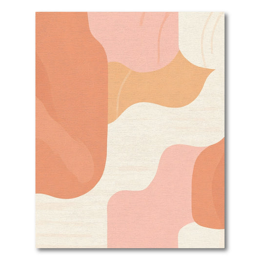 Peach Cream Abstract Organic Shapes Rug