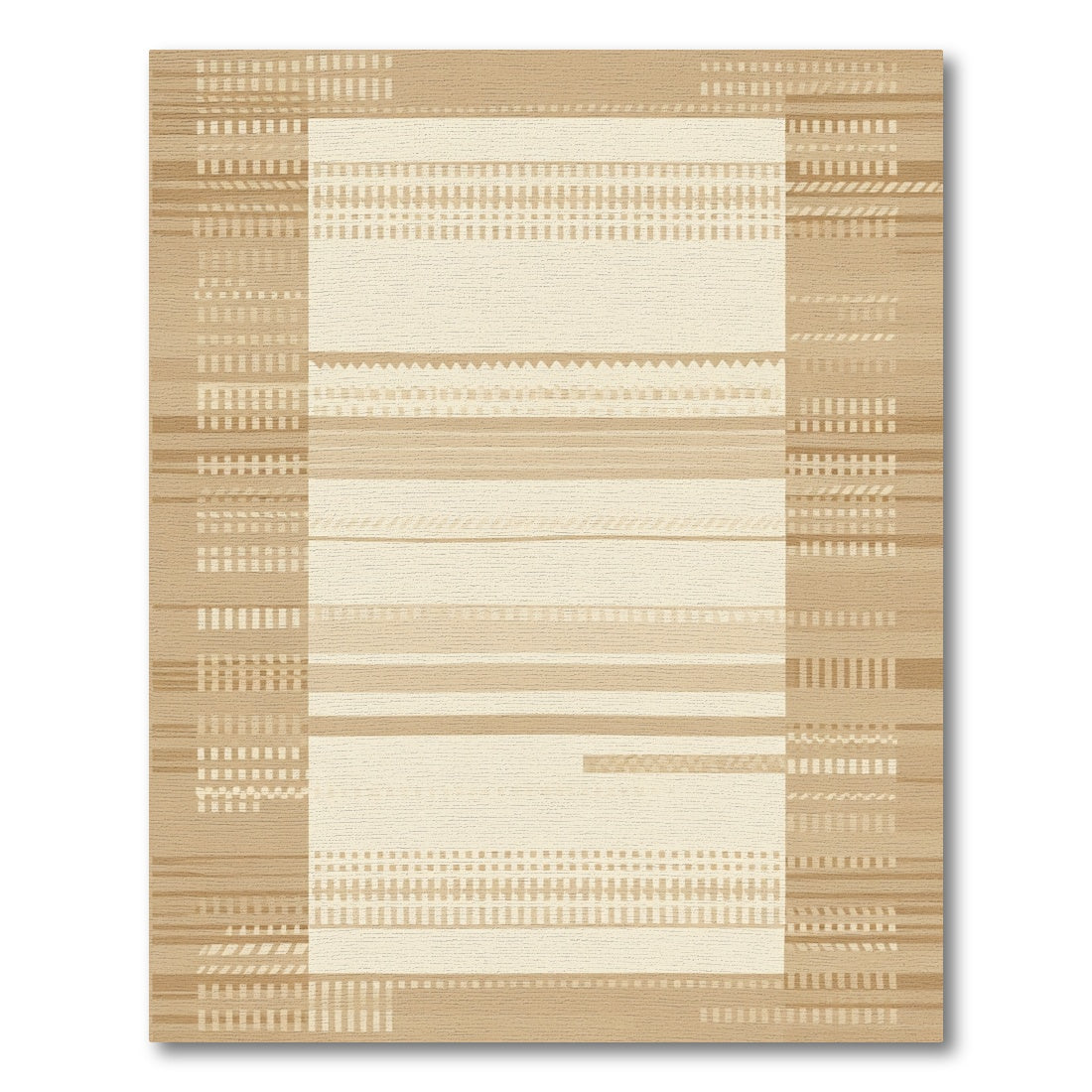 Warm Beige Geometric Stripe Rug