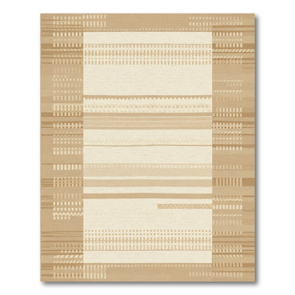 Warm Beige Geometric Stripe Rug