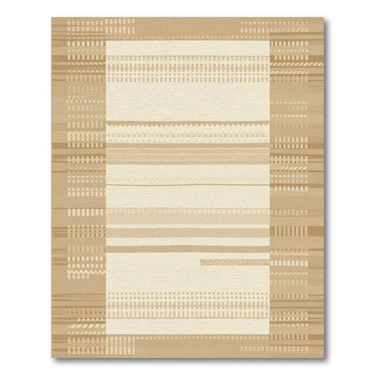 Warm Beige Geometric Stripe Rug