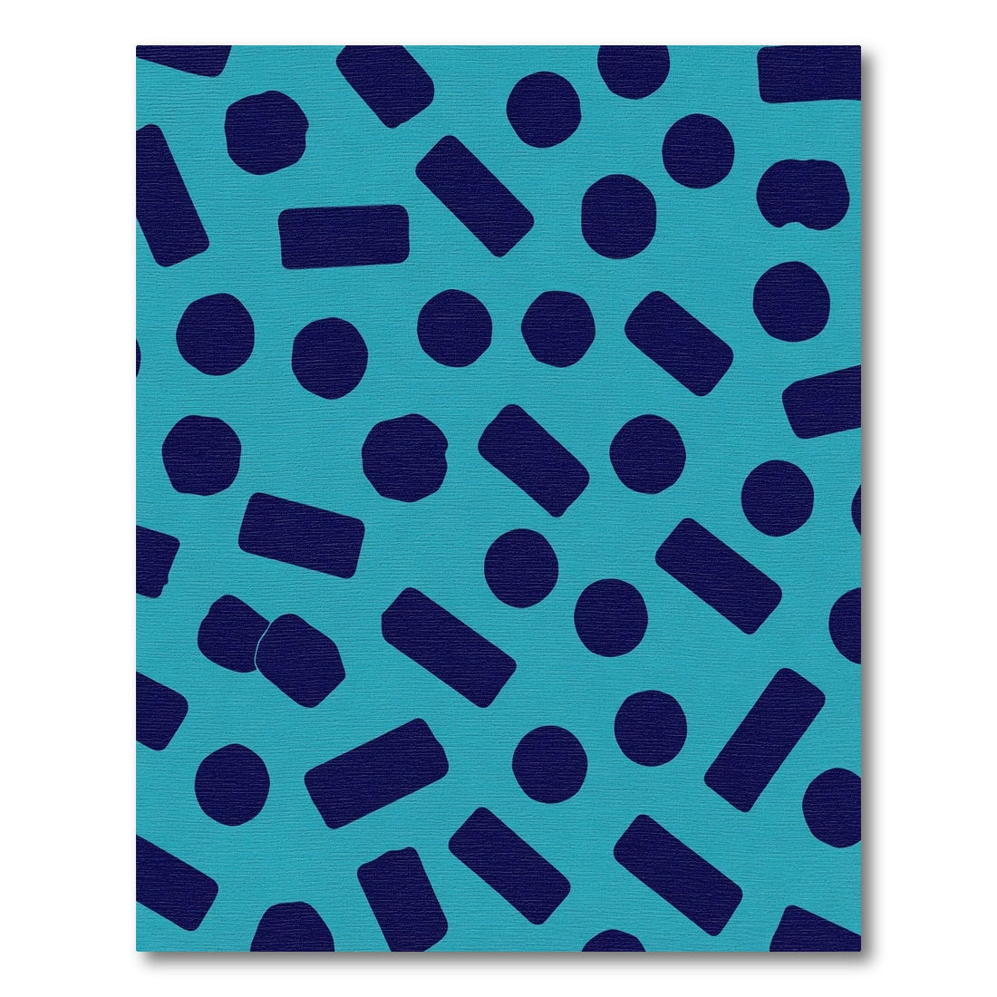 Teal Navy Abstract Circles Rectangles Rug