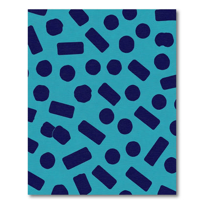 Teal Navy Abstract Circles Rectangles Rug