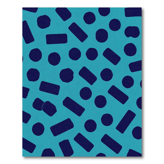 Teal Navy Abstract Circles Rectangles Rug
