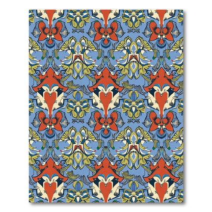 Bold Cream Orange Blue Ornamental Rug