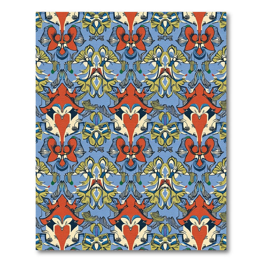 Bold Cream Orange Blue Ornamental Rug