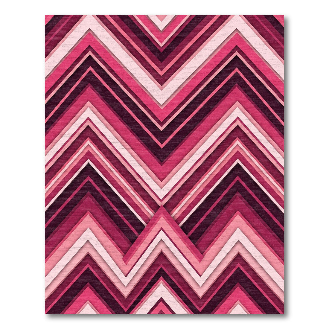 Vibrant Magenta Chevron Layered Zigzag Rug